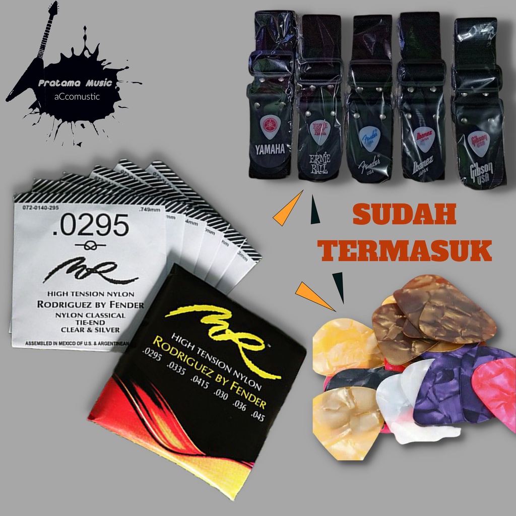 Paket Senar Gitar Rodriguez By Fender MR Hight Tension Nylon Strings , Senar Gitar Nilon 0259 , Stra