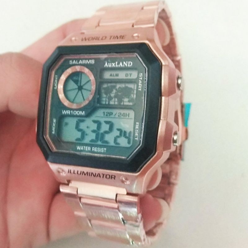 Terbaru Jam Tangan Digital Auxland Pria Wanita Rose Gold Gelang Stainless Krepyak Keren Dan Elegant