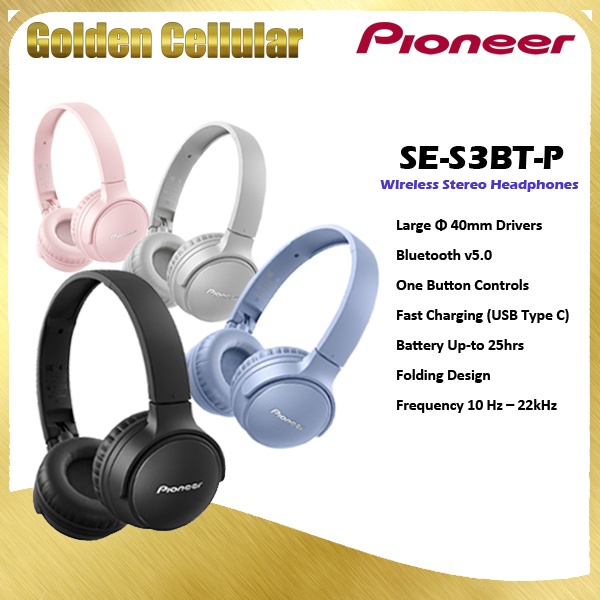 Pioneer SE-S3BT / SE S3BT Bluetooth Wireless Headphone Garansi Resmi