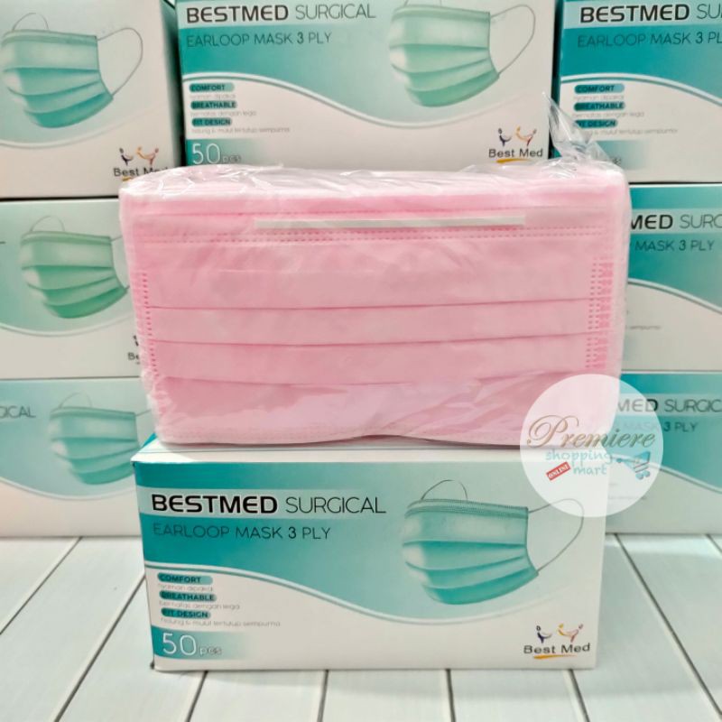 READY Masker Earloop BestMed 3 Ply - Medis Headloop Best Med Box isi 50 pcs-3