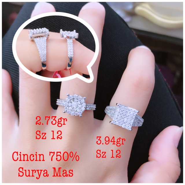 Cincin emas putih 750%