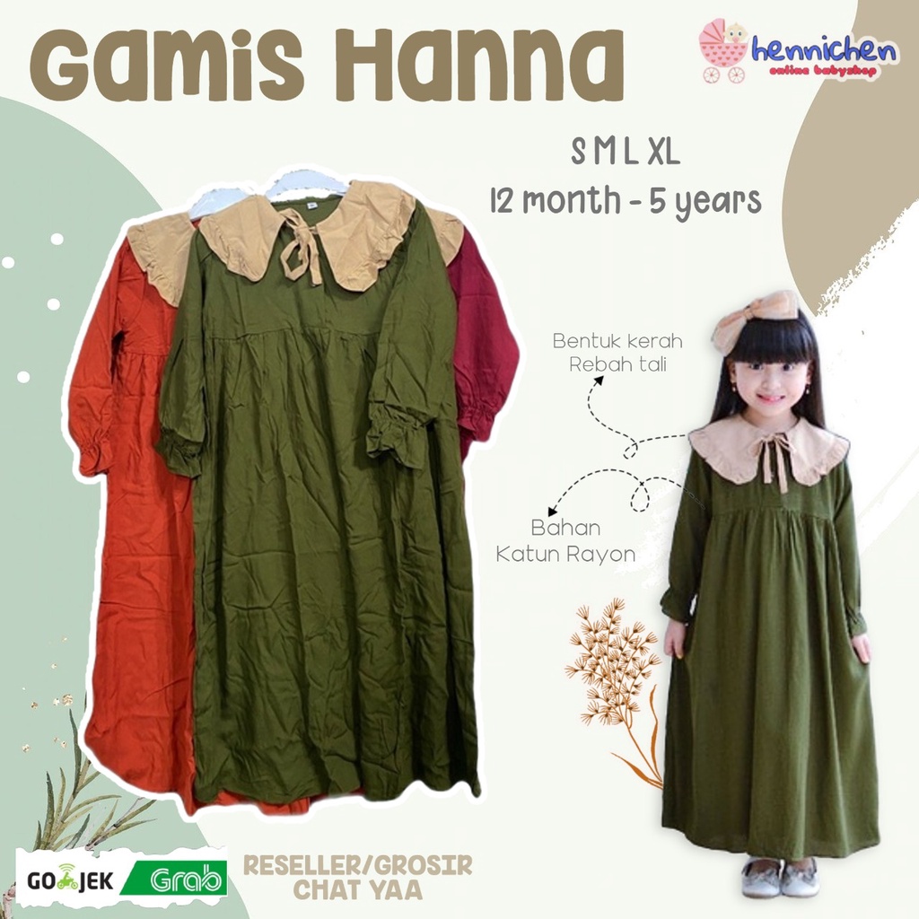 GAMIS HANNA GAMIS BAJU ANAK 1-5 TAHUN FASHION ANAK BAJU LEBARAN PEREMPUAN