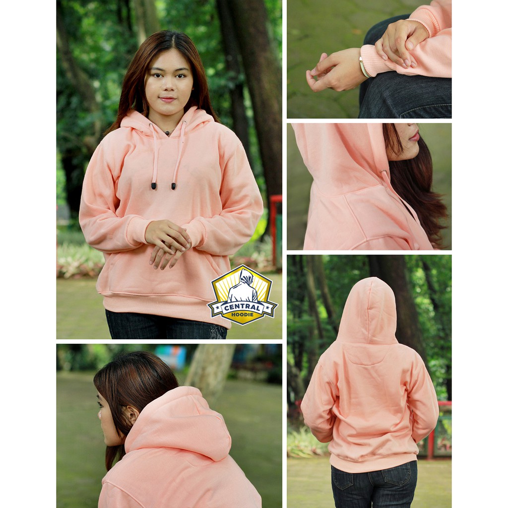 Central Hoodie JUMPER Jaket Sweater Unisex Pria Wanita Polos Fleece (Part 2) (COD)-Peach