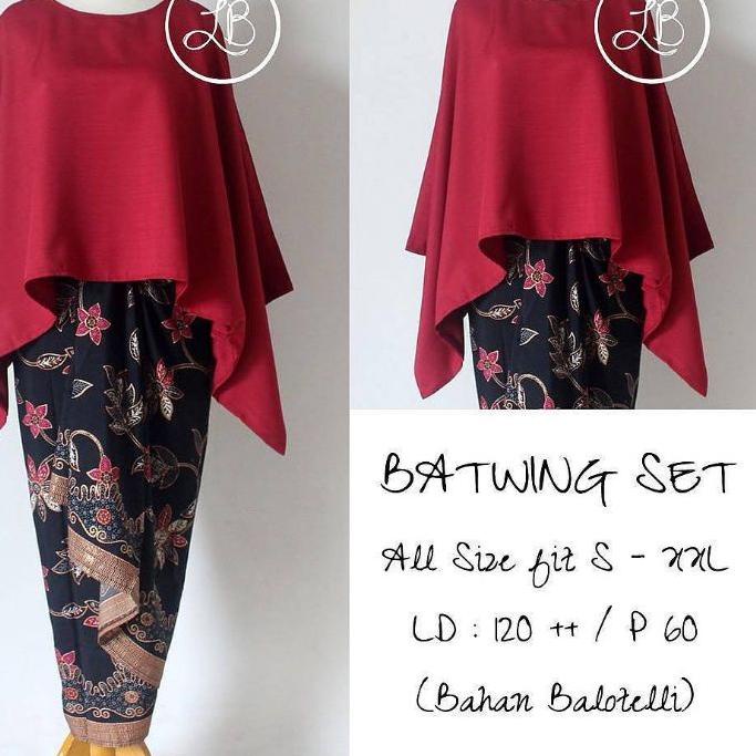 IndahKebaya | SETELAN KEBAYA JUMBO / KEBAYA KALONG BATWING / KUTUBARU ALL SIZE LD 130 / MODERN AKAD