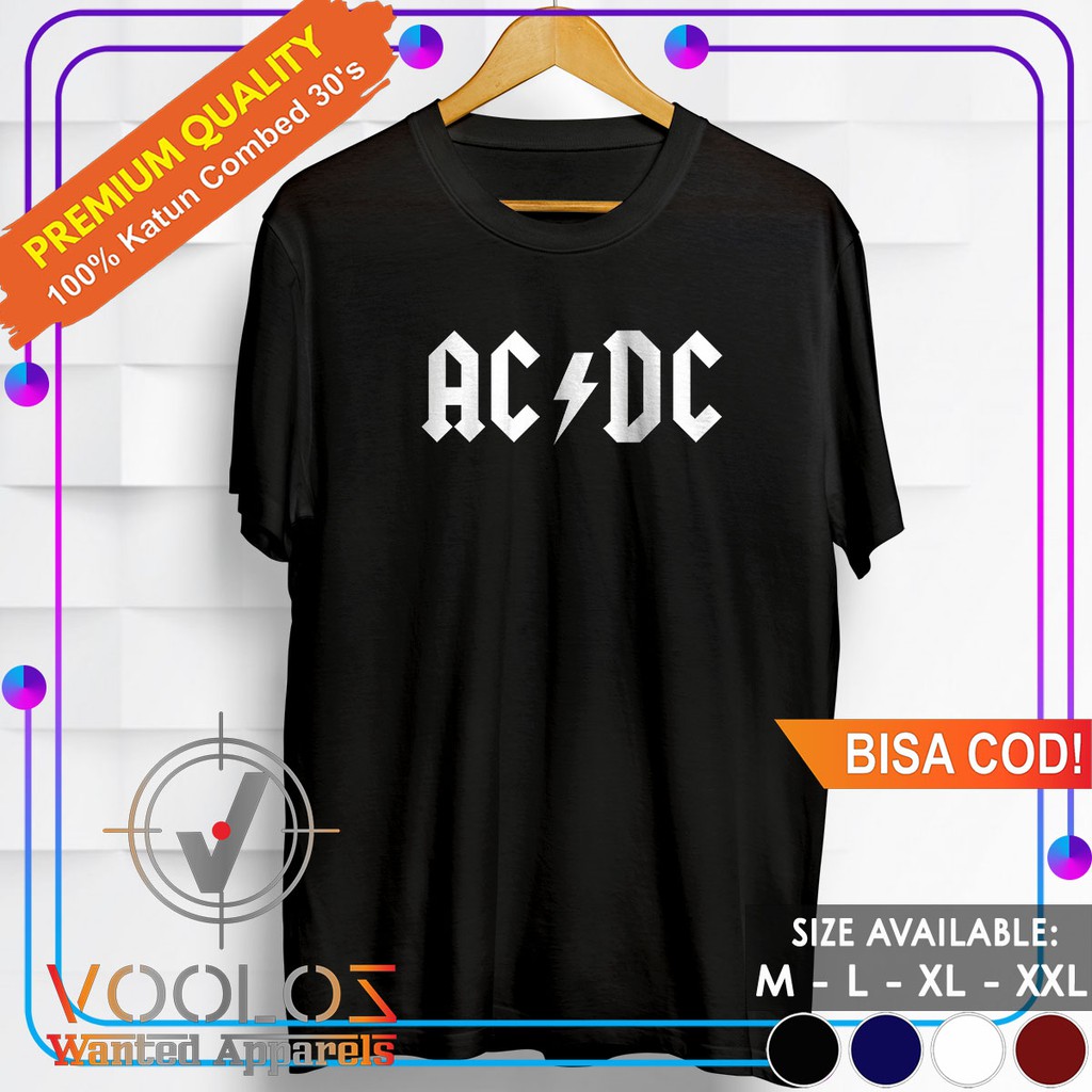 Kaos Band AC DC Baju Distro Pria Branded Original Tshirt Cowok Keren Kekinian AC DC