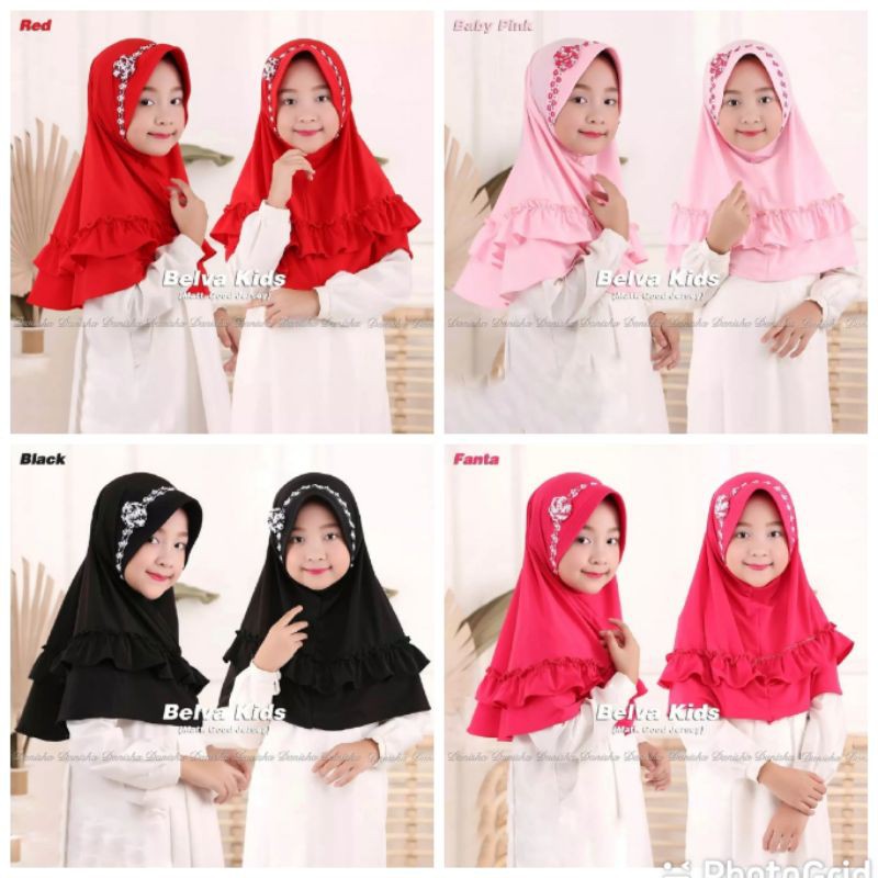 Kerudung Belva Anak Instant Premium 3-6 Tahun Terbaru | Jilbab Lucu Bayi Perempuan Sekolah Tk | Hijab Tanggung Baby Sd Bahan Jersey Lembut Adem