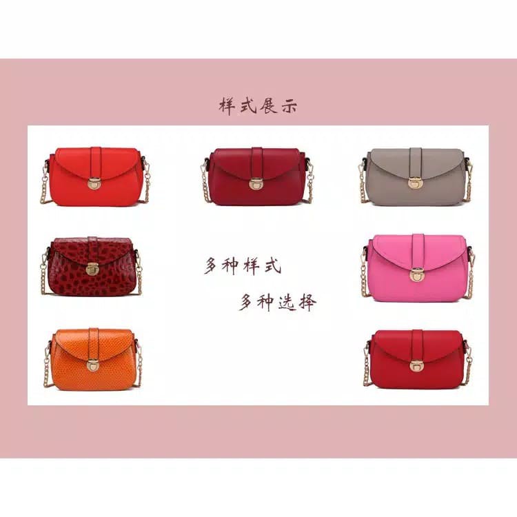 Tas Wanita Fashion Simple Pushlock Tali Rantai 7 Warna#116