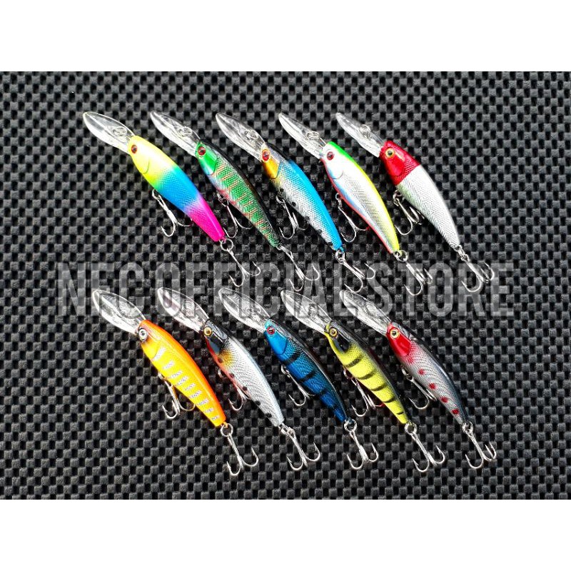 Lure minnow lidah panjang Floating Wobblers 9 cm / 8 gram BEST DESIGN dengan warna KILLER replika sotelo relix nusantara astuti