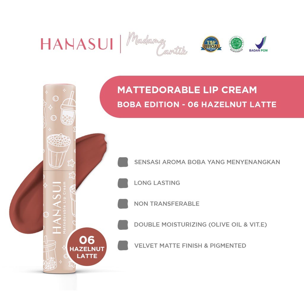 Hanasui Mattedorable lipcream Boba Edition