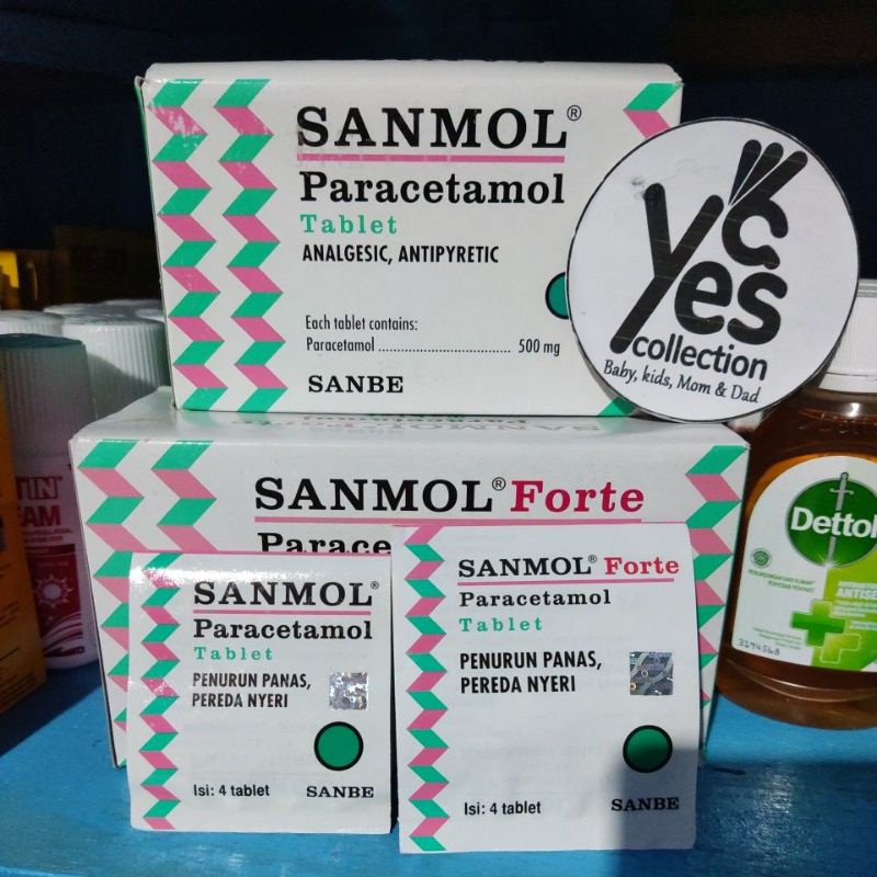 Sanmol Forte 1 Strip 4 Tablet Paracetamol Penurun Panas Demam Pereda nyeri Sakit kepala gigi