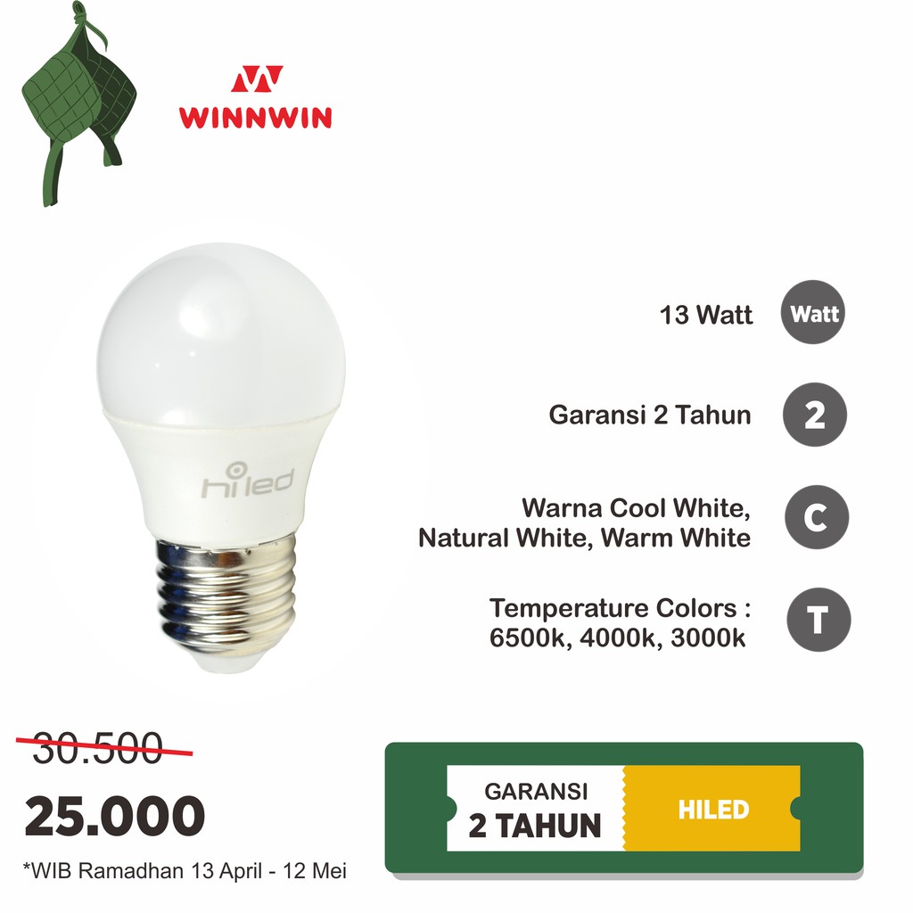 Hiled bulb / lampu bohlam LED 13watt  E27