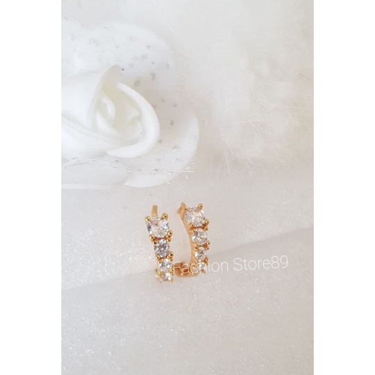 Anting Jepit Permata Zircon Xuping fashion import anting tusuk jepit dewasa lapis emas bestseller