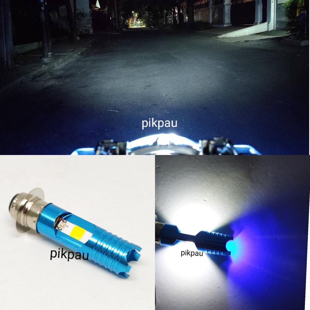 Lampu Depan H6 Lampu Utama motor bebek LED Cahaya Putih 2 sisi senja Biru DC 12Volt