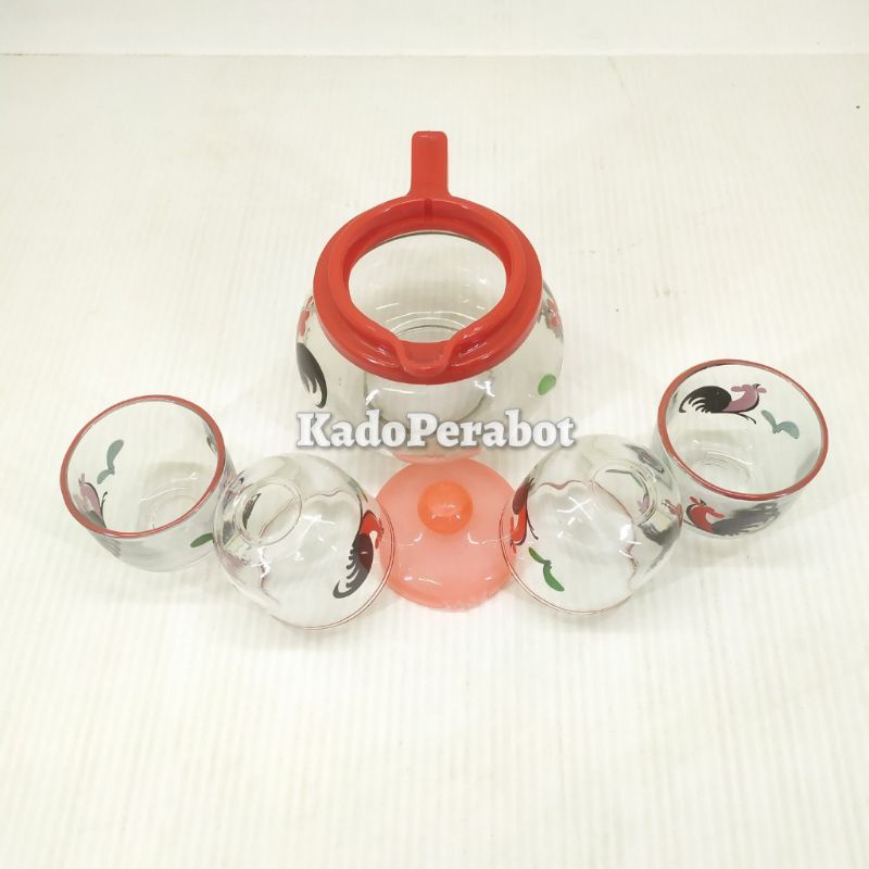 teko set ayam mini classic - teko set mini - teko dan gelas mini