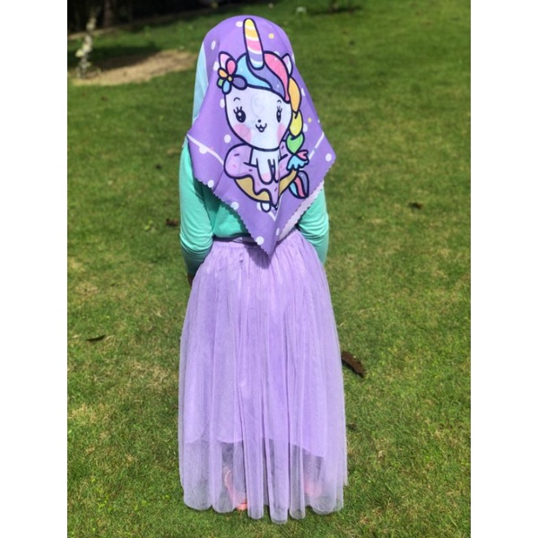 VOAL PRINTING MOTIF UNICAKE / HIJAB ANAK KARAKTER UNICORN CAKE / JILBAB ANAK LUCU