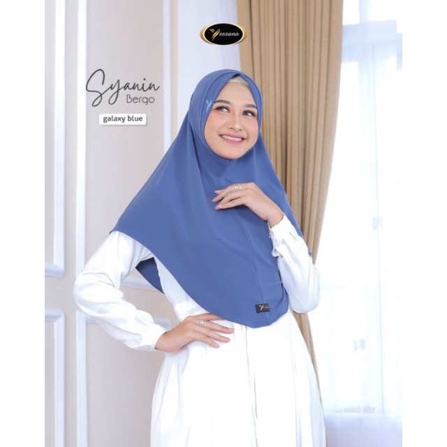 (BISA COD) JILBAB INSTAN POLOS / BERGO SYANIN YESSANA-Galaxy blu