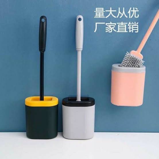 Sikat Toilet Silikon Dengan Wadah Sikat WC Silikon Brush Toilet Silicone Pembersih WC