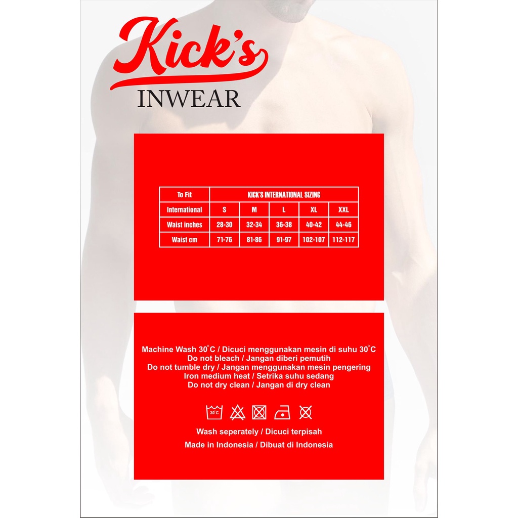 Kick's Inwear Celana Dalam Pria Premium Quality 100% Original (ISI 2/ART KIS022002_XL) Size XL