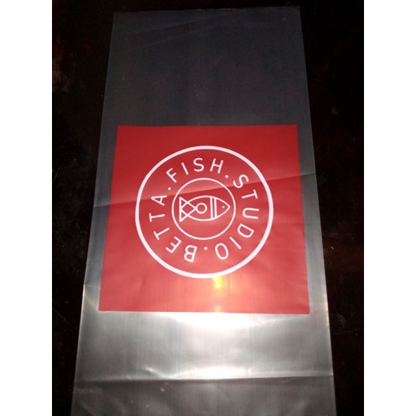 Plastik ikan cupang ukuran 10x25cm plus sablon 2 warna isi 500