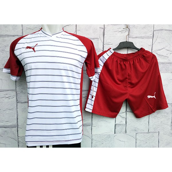 Perlengkapan olahraga Baju Futsal-Kostum Bola-Sports Puma Putih Garis