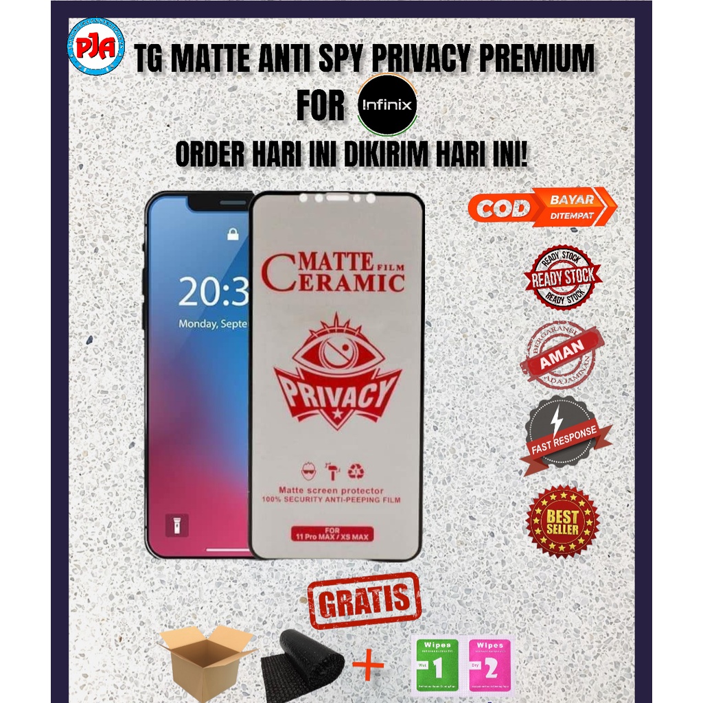 Tempered Glass TG Ceramic Film Matte Anti Spy Infinix Hot 9 Play 9 Pro 10 Play