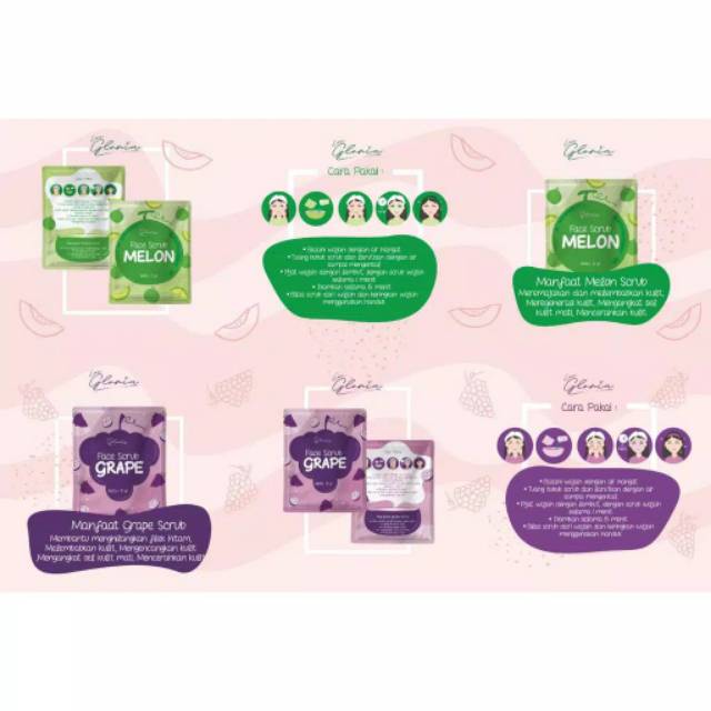 Face scrub 15 gram by lea gloria grape dan melon