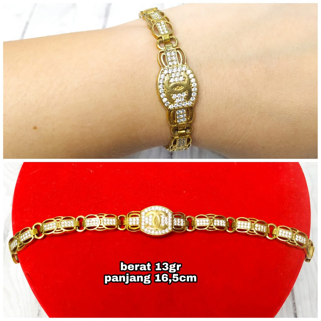 GELANG PLAT MATA GOLD PERAK ASLI S925 CC860