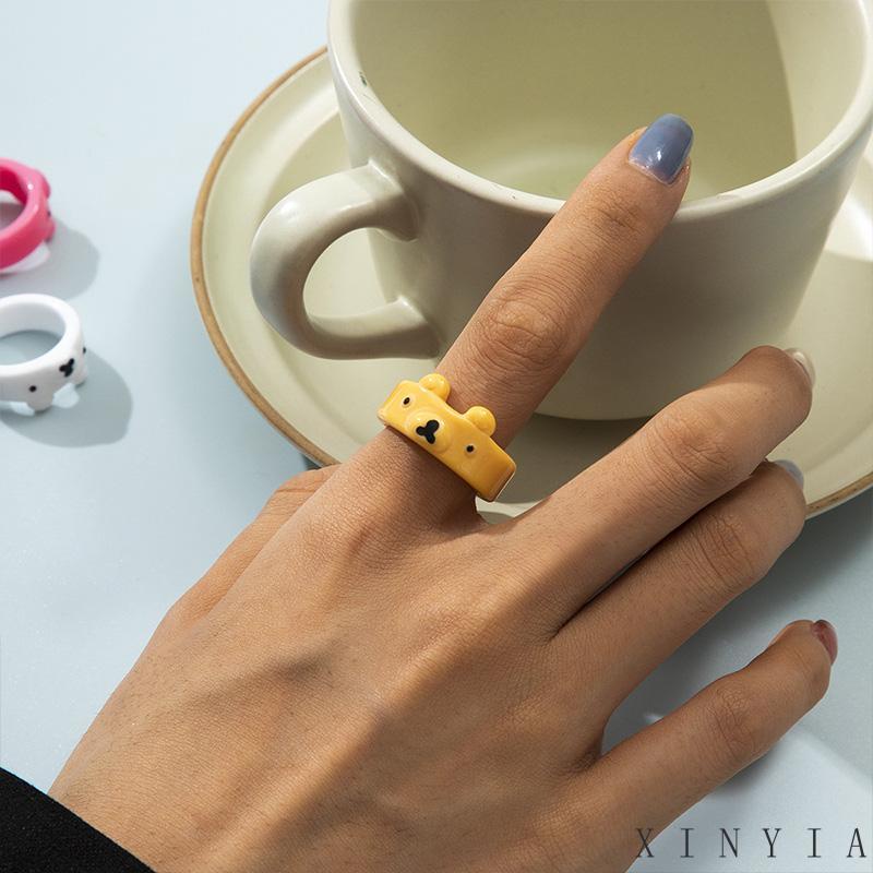 Xia.id Cincin Desain Kartun Beruang Lucu Bahan Resin