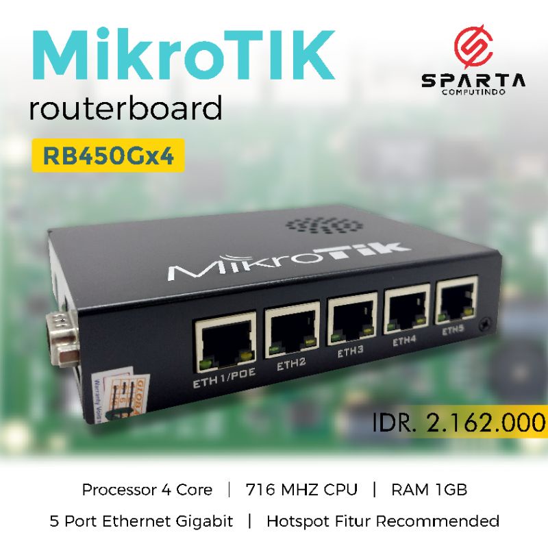 Mikrotik RB450Gx4 Router Indoor 5 Port Gigabit Router Board New