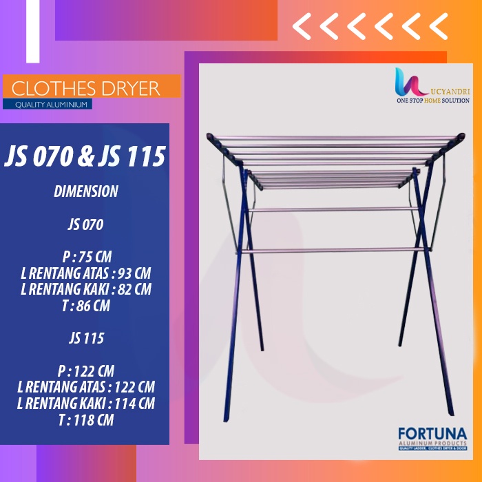 Jemuran Baju Pakaian Fortuna Aluminium - Jemuran Fortuna JS070