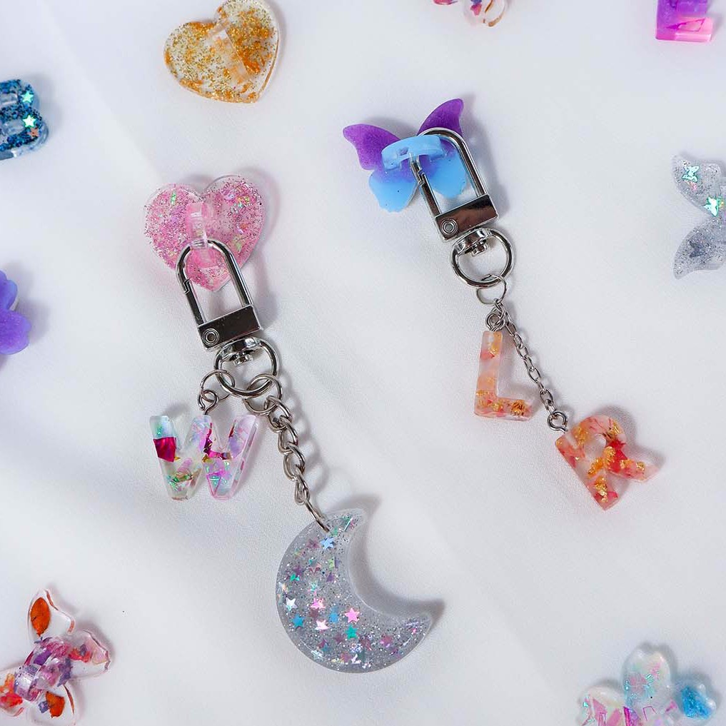 (LOBSTER HOOK)CUSTOM GANTUNGAN KUNCI MOTOR/MOBIL/RUMAH/GANTUNGAN HP/USB/KPOP/RESIN KEYCHAIN MINI RESIN INITIALS ALPHABET LUCU UNIK