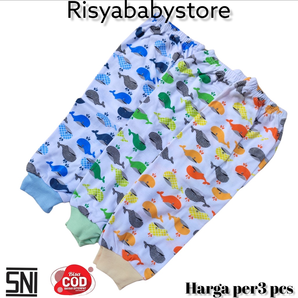 3pcs Celana bayi baru lahir/ bawahan bayi newborn motif paus