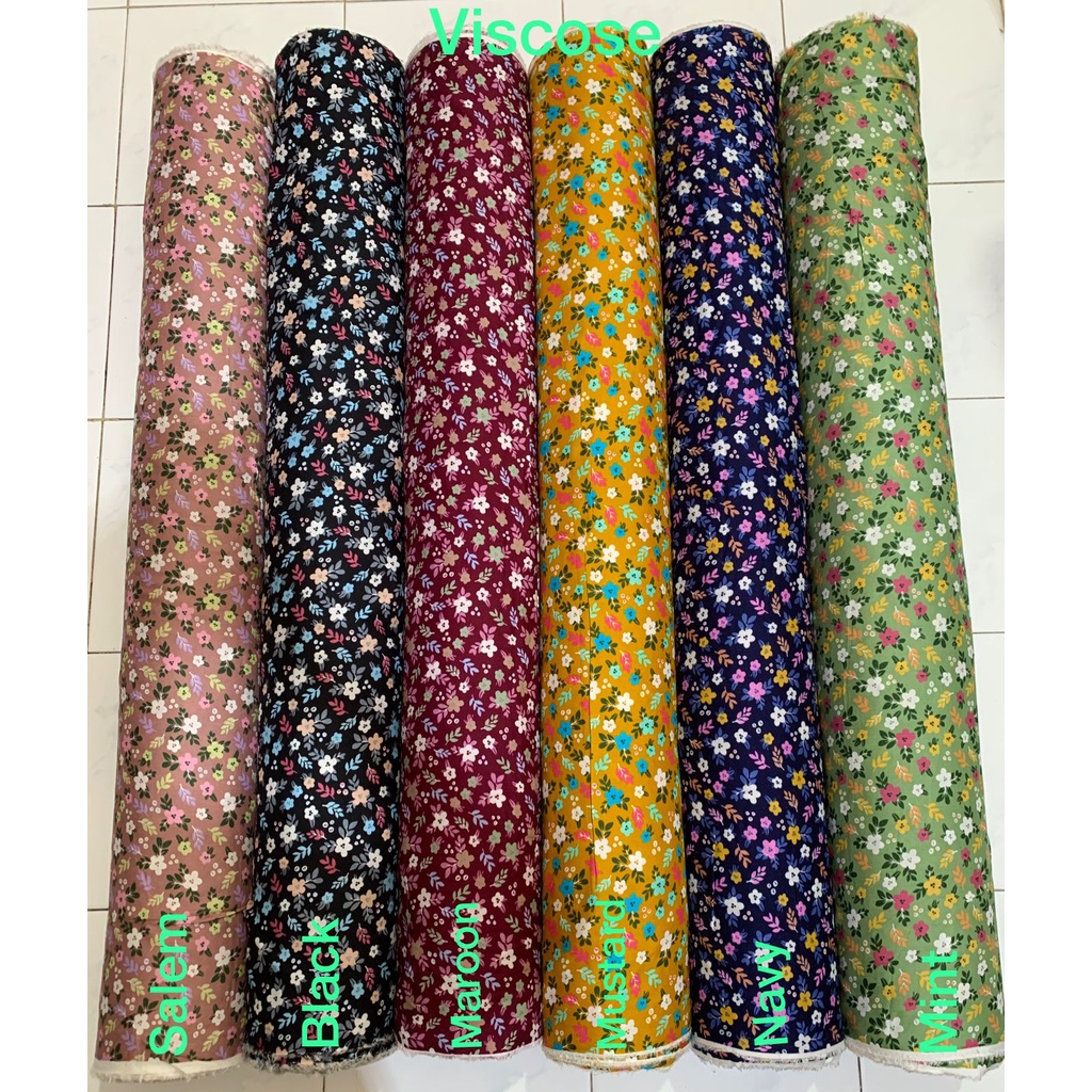 BISA COD // ECER KAIN METERAN // HARGA PER 0,5M // RAYON VISCOSE // MOTIF POLKADOT DAISY ZEBRA BUNGA