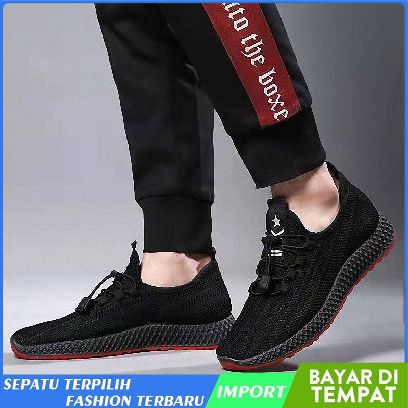 Toread Sepatu Sneakers Pria Sepatu Airmax Olahraga Kasual Running Shoes Outdoor Hitam MR210