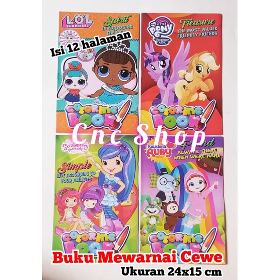 Buku Mewarnai + Belajar Karakter Anak Cewe Murah Banget Coloring Book