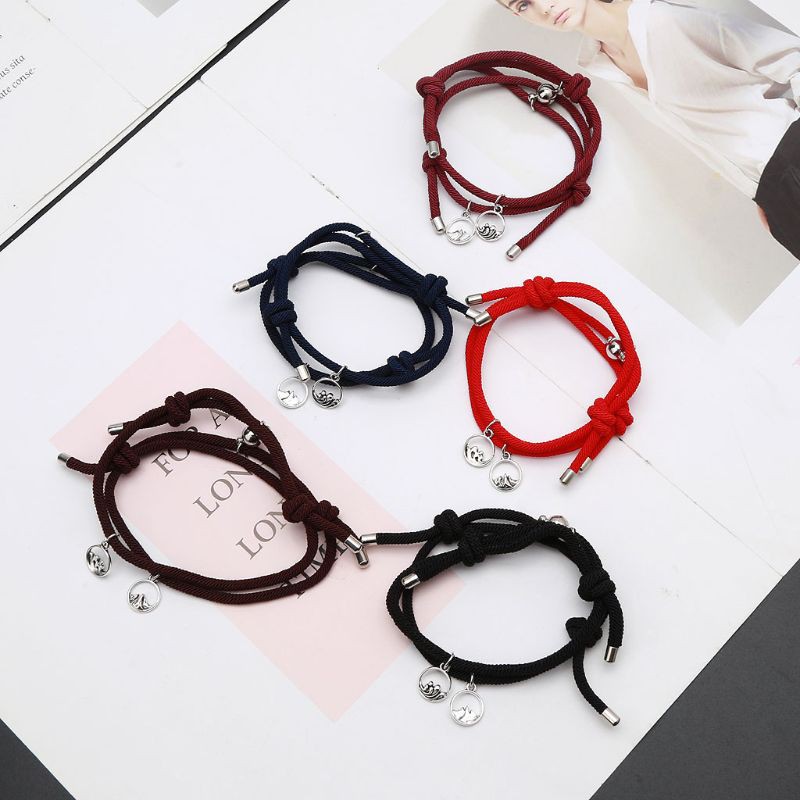 2pcs Gelang Tali Kepang Magnetik Untuk Pasangan