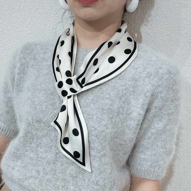 &quot;Dotty&quot; Mini Scarf Pita, Scarf Leher, Scarf Tas, Bahan High Grade Silk Immitation