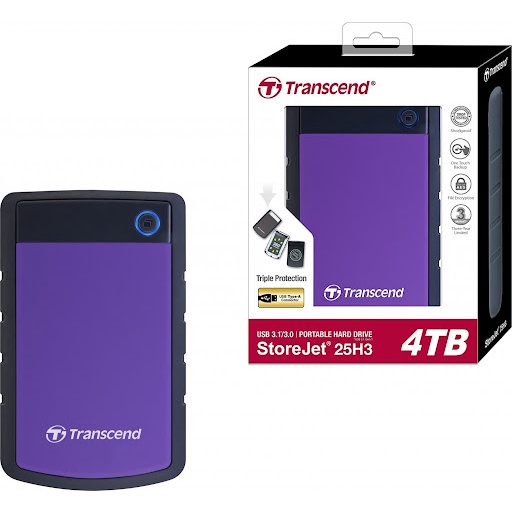 Transcend Storejet 25H3 4TB HDD / HD / External Harddisk Antishock