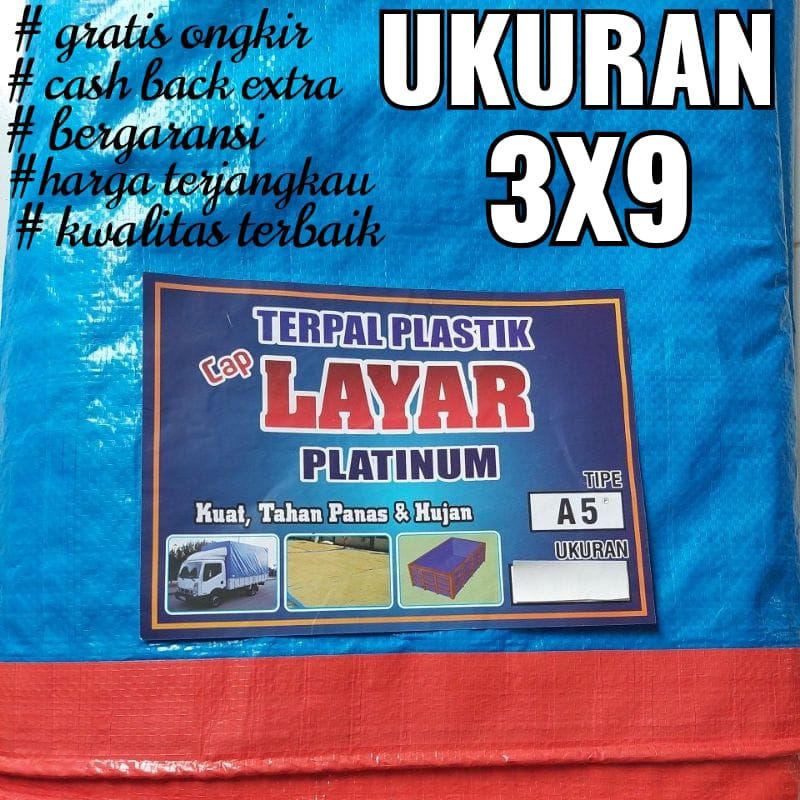 TERPAL PLASTIK A5 UKURAN 3x9 CAP LAYAR