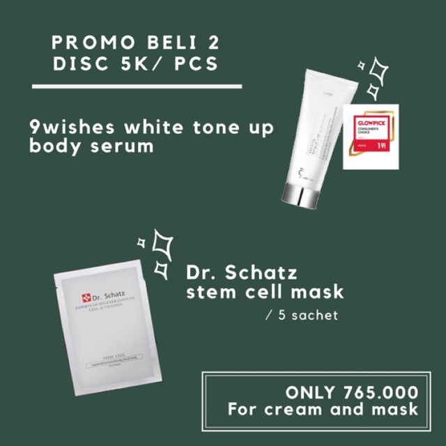 [PROMO BELI 2] 9wishes tone up cream + Dr schatz stem cell mask