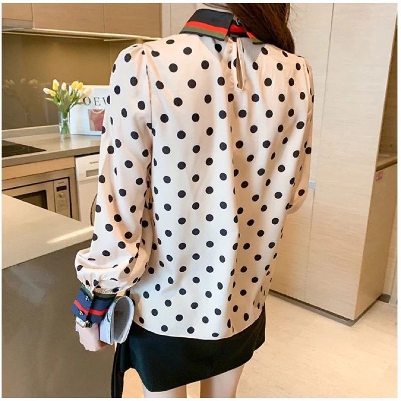 MDLV ~ 6844 Alvinica Detachable Tie Neck Shirt Kemeja Korea Kemeja Premium Blouse wanita Blouse Import Fashion Import