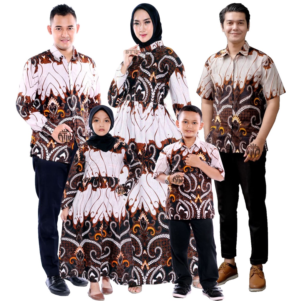 (Bisa COD)Couple Batik Keluarga Set Ayah ibu dan Anak Umbrella Batik Gamis Klok