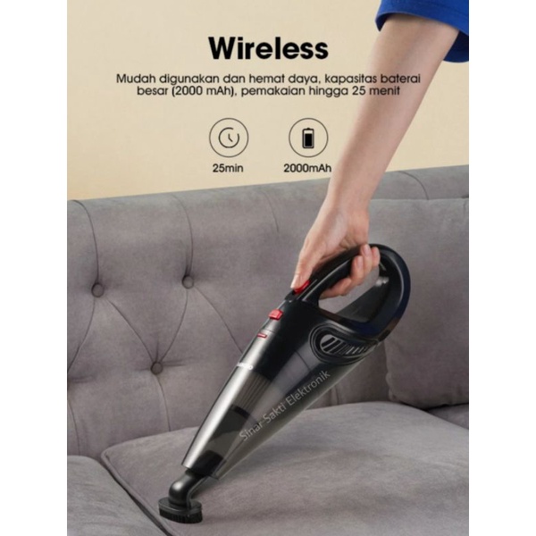 Vacuum Cleaner Wireless Samono Penghisap Debu Portable Cas Charge Rechargeable