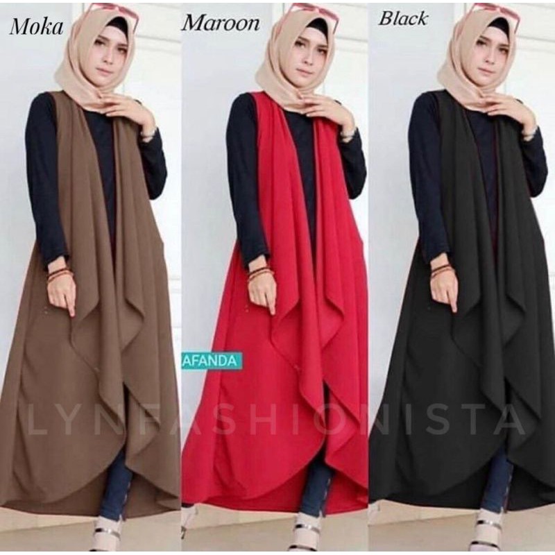 LYNFASHIONISTA-LONG OUTER WANITA MUSLIM MODEL LAYER DEPAN TEBAL/JOLIE