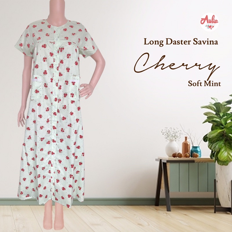 Aulia Daster/Longdaster Savina/Cherry Soft Mint/Daster Katun Jepang/Daster Busui/Daster Kekinian/Das