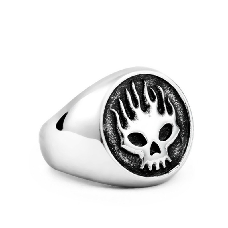 SEUSUK Skeleton Skull Old Type Male Punk Gothic Motorcycle Riding Ring Jewelry