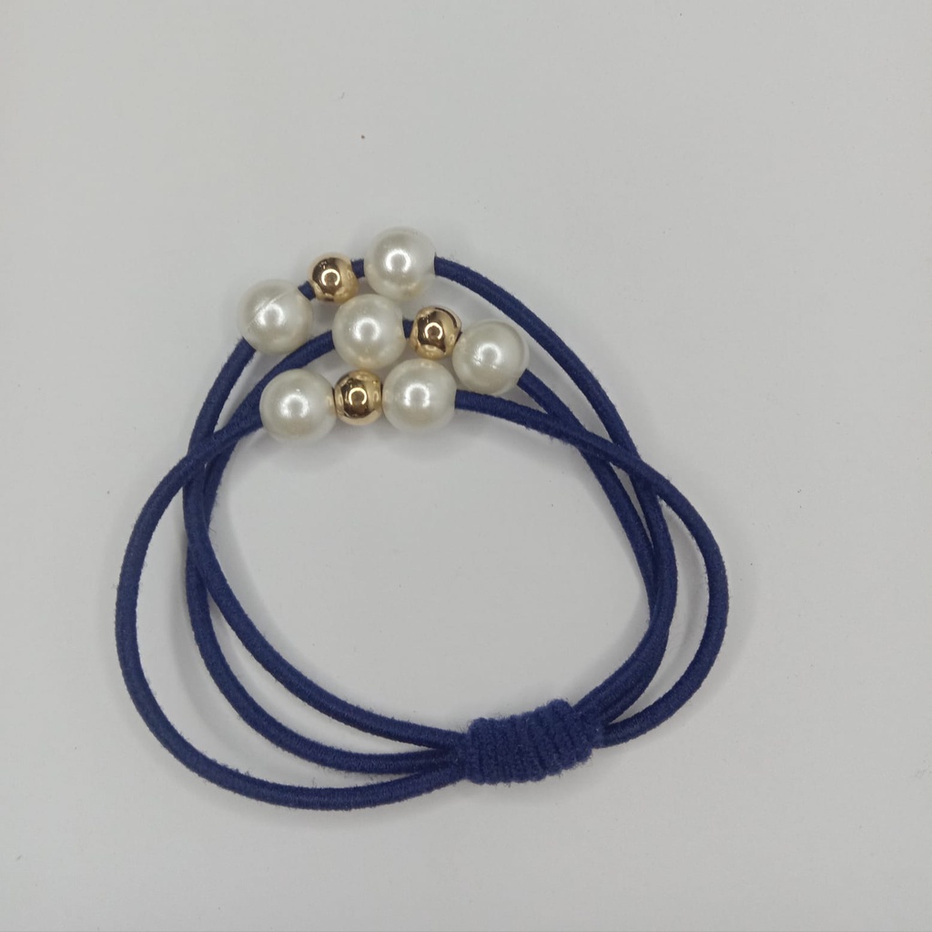 INDOMINI KARET IKAT RAMBUT KARAKTER FASHION WANITA KOREA AKSESORIS JEPIT GULUNG KUCIR MURAH R128-MUTIARA BIRU TUA