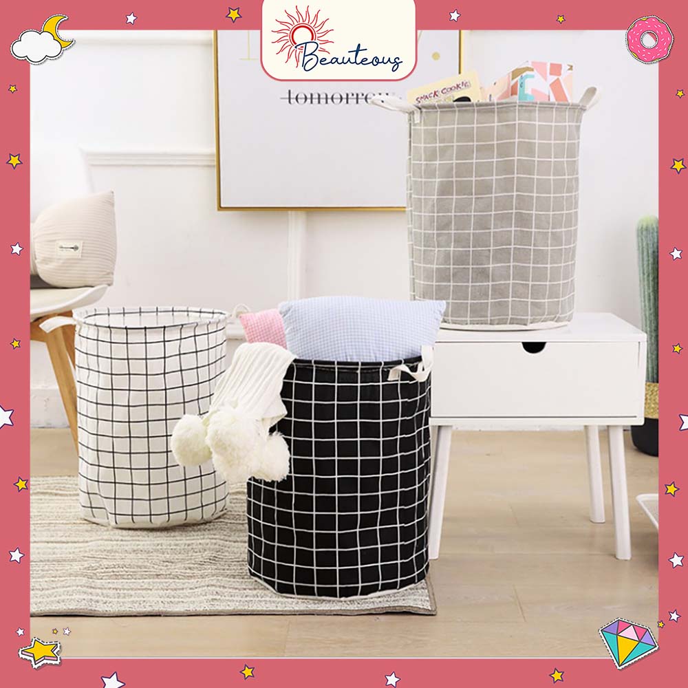 Keranjang Baju Kotor Laundry Bag Canvas Tempat Mainan Storage Box