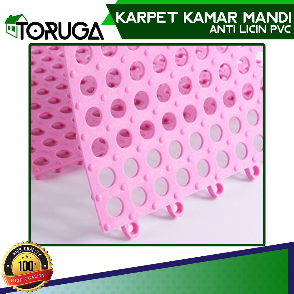 Karpet Kamar Mandi Anti Slip Anti Licin Polkadot PVC Mat Alas Kamar Mandi Polkadot Bathroom