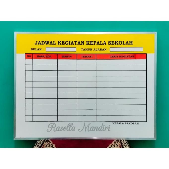JADWAL KEGIATAN KEPALA SEKOLAH 60x80 -PAPAN DATA SEKOLAH TK RA PAUD